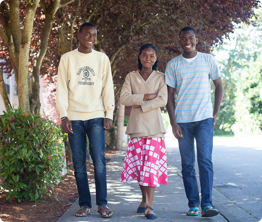 three people walking together